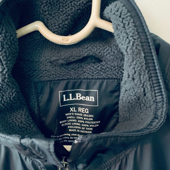 LL Bean Men's Jacket Lightweight Fleece-lined Full Zip Nylon Blue XL - Picture 4 of 5